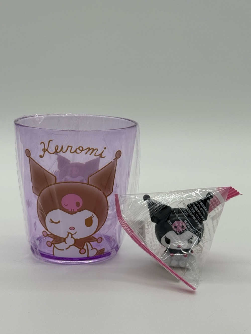 Sanrio Kuromi Small Plastic Cup with Kawaii Kuromi Figure